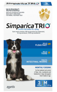 Simparica Trio Dog Chew - 10-20kg 3PK Vet Online Co