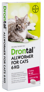 Products: Drontal Allwormer for Cats 6kg - 2 pack