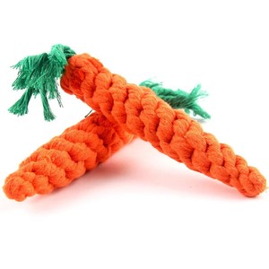 Dogs: Carrot Shaped Chewable Cotton Rope Toy for small dogs/puppies