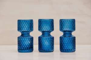 Blue Glass Candle Holder