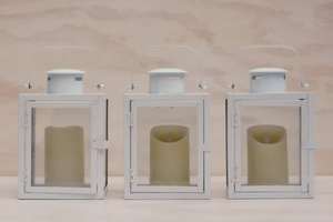 White Square Metal Lantern