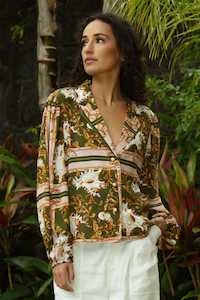 Blouse: She Sells Sea Shells - Pink & Olive