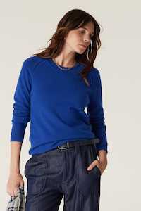 Cable: Cashmere Crew Jumper - Sapphire