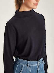 Caroline Sills: Vardo Merino Funnel Neck - French Navy