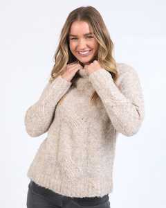 Knits: MONNET KNIT CREW MUSHROOM