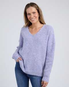 VERITY V NECK KNIT DUSTY LILAC