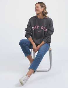 Sweaters: Day Off Crew Washed Black