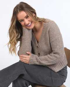JENSEN BUTTON CARDI MUSHROOM