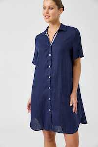 Eb Ive: Studio Short Shirt Dress - Indigo