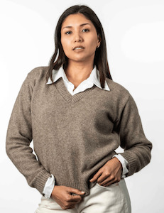 Knits: V Neck Jumper Mocha