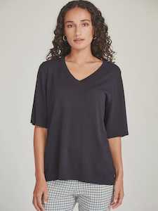 Caroline Sills: Vera V Knit Tee French Navy