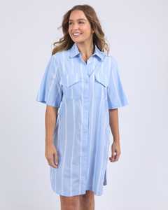 Holiday Shirt Dress Blue/White Stripe