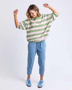 Mazie Block Stripe Sweat Forest/Pink Lady