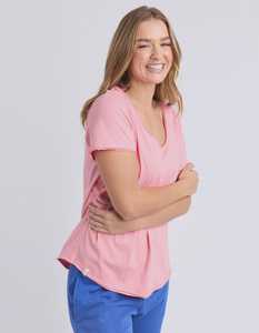 Tops: Pima Vee Tee Charm Pink