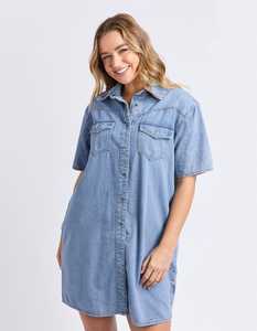 Dresses: Sorcha Denim Dress Light Blue