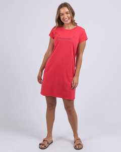 Dresses: Signature Embroidery Tee Dress Crimson