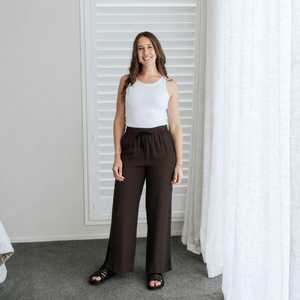 Moke: Indiana Wide Leg Pants Dark Chocolate