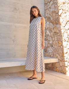 Marilyn Dress Neutral/Black Spot