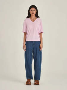 Raye V Knit Tee Pink