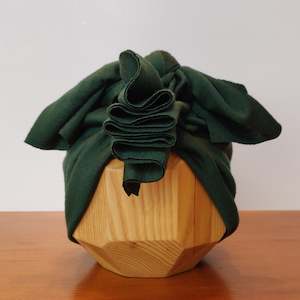 Winter Garden: Merino Ruffle Headwrap | Evergreen