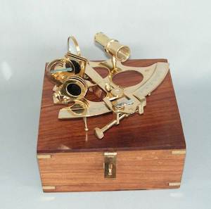 Products: Brass Replica Sextant in Wooden Box (20cm Square)