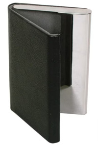 Products: Card Holder - Metal - Black Leatherette