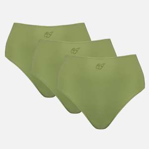 Monogram Whitney High Waist Bikini 3 Pack - Olive