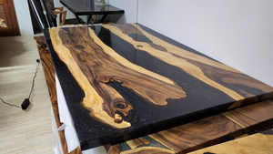 Products: Black epoxy resin timber dining table/ boardroom table. L200cm X W120cm X H75cm - Vietnz Trading