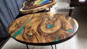 Products: Oval Green Epoxy Resin Timber Coffee Table. L90cm x W60cm x H45cm - Vietnz Trading