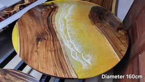 Products: Golden Wave Design Resin Timber Round Table. Diameter 160cm - Vietnz Trading