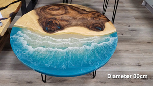 Products: Ocean Wave Resin Timber Table. Diameter 80cm. - Vietnz Trading