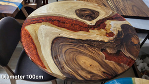 Products: VOLCANO RED ROUND EPOXY RERSIN TIMBER TABLE. DIAMETER 100cm - Vietnz Trading
