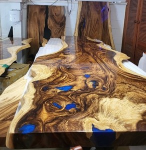 Products: Epoxy Dinning Table Top or Benchtop: Solid Natural Timber. L292 x W90/60 x H75cm - Vietnz Trading