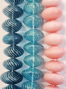 Mouth Blown Glass Beads - Discs - Strand of 10 - Village Beads