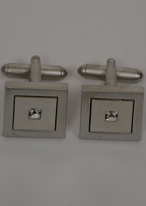 Square diamante cuff links