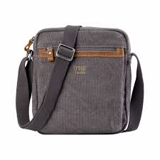 Bags: Troop London Classic Zip Top Cross Body Bag - Charcoal