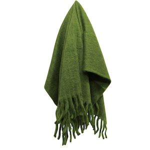 French Country Collections 1: Solid Fringed Sage Green Throw by French Country Collections