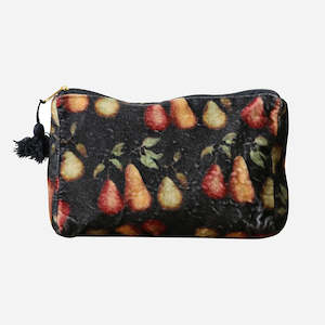 Bath Accessories: Raphael Vintaged Velvet Cosmetic Bag - Pears