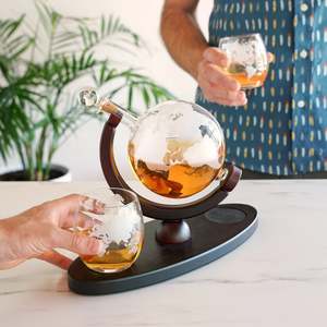 Gifts For Him: Globe Decanter & Whiskey Tumblers Set by Viski