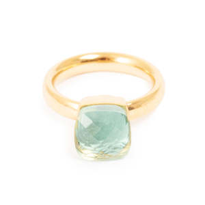 A C Oslo: Steel Ring with Glass - Aquamarine by A&C Oslo