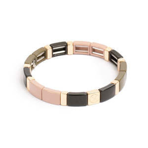 A C Oslo: Enamel Tile Bracelet, 18cm, Khaki by A&C Oslo