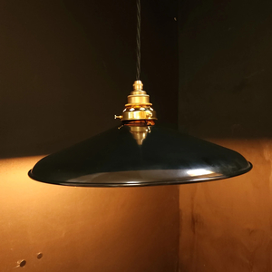 Black Curved Porcelain Enamel Pendant- New Brass