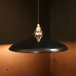 Black Curved Porcelain Enamel Pendant- Nickel