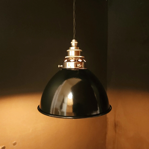 Black Dome Porcelain Enamel Pendant- Nickel