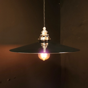 Black Flat Porcelain Enamel Pendant- Nickel