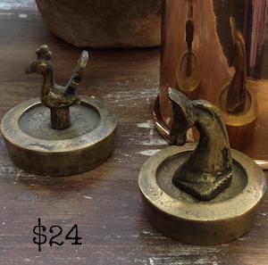 Small Brass Weight: rooster / horse