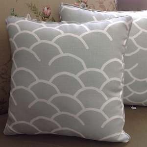 General: Cool, Hemptech Coolum Fabric Cushion: grey & white 'waves'
