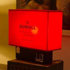 Smoking: Vintage Pickers Red Dunhill cigarettes lamp  - Square shade