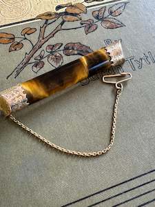 Brooches: Stunning Antique Tigers Eye Brooch  Length 7cm Beautiful