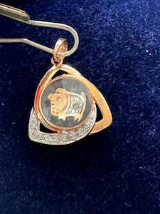Jewellery 1: 18k Rose Gold & Diamond Spinning Pig Pendant stamped 750